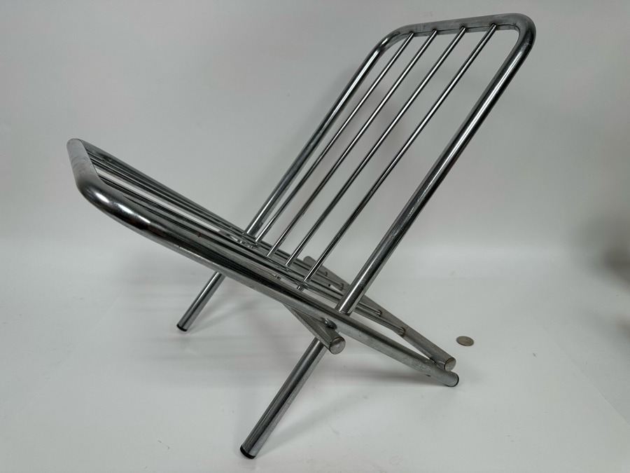 Vintage Folding Chrome Magazine Rack 20W X 14D X 18H [Photo 4]