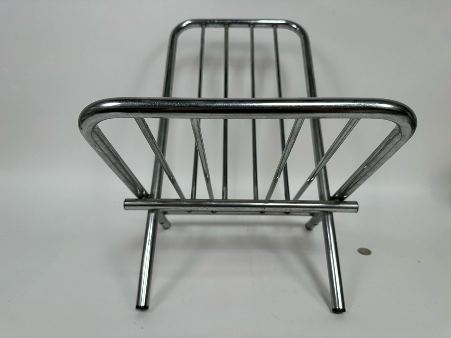 Vintage Folding Chrome Magazine Rack 20W X 14D X 18H [Photo 5]