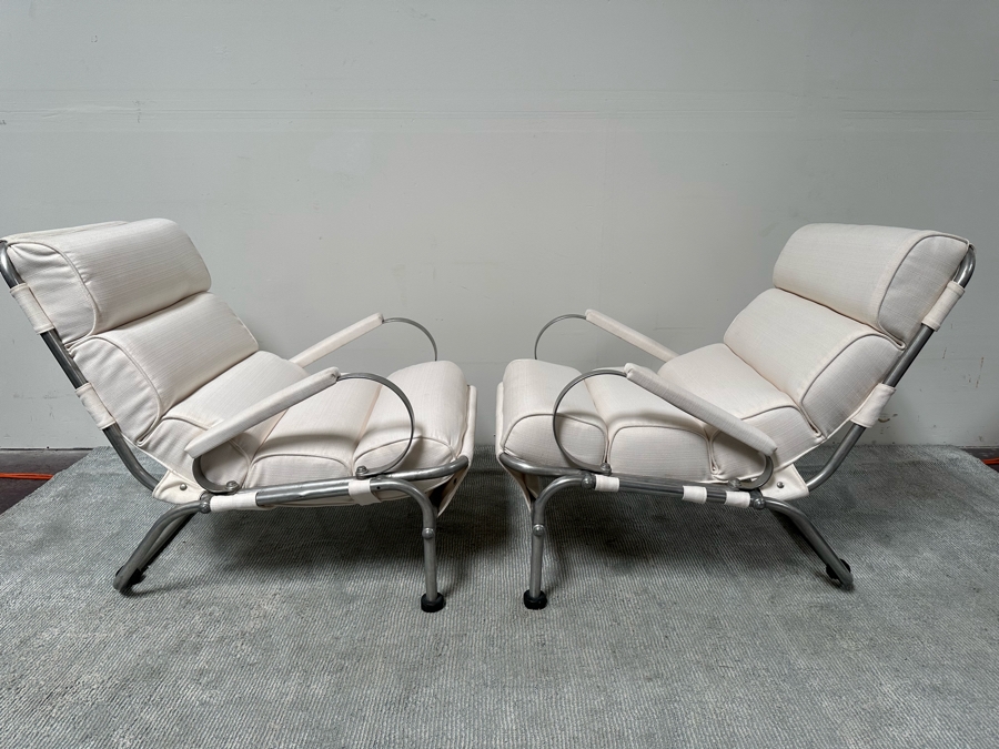 Warren McArthur Vintage Art Deco Very Rare Armchairs With Hockey Puck Feet, A Pair - See Photos For Several Blemishes 29W X 37D X 32H [Photo 9]