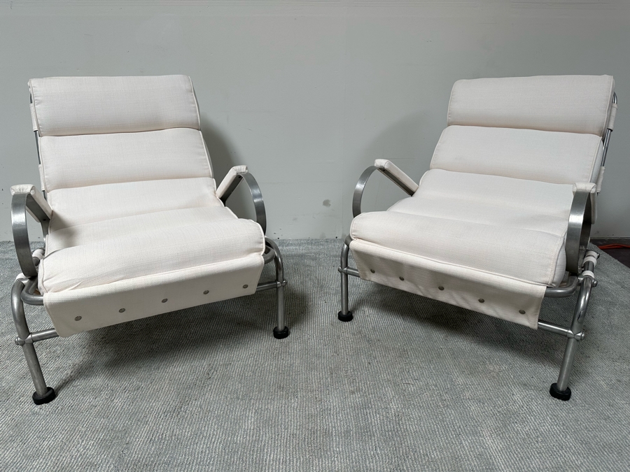 Warren McArthur Vintage Art Deco Very Rare Armchairs With Hockey Puck Feet, A Pair - See Photos For Several Blemishes 29W X 37D X 32H [Photo 5]