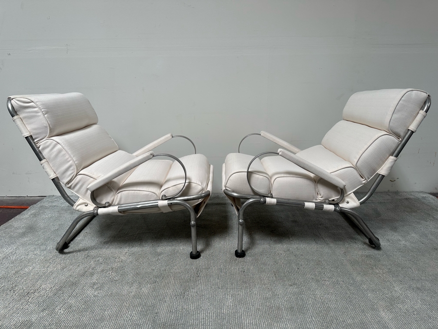 Warren McArthur Vintage Art Deco Very Rare Armchairs With Hockey Puck Feet, A Pair - See Photos For Several Blemishes 29W X 37D X 32H [Photo 8]