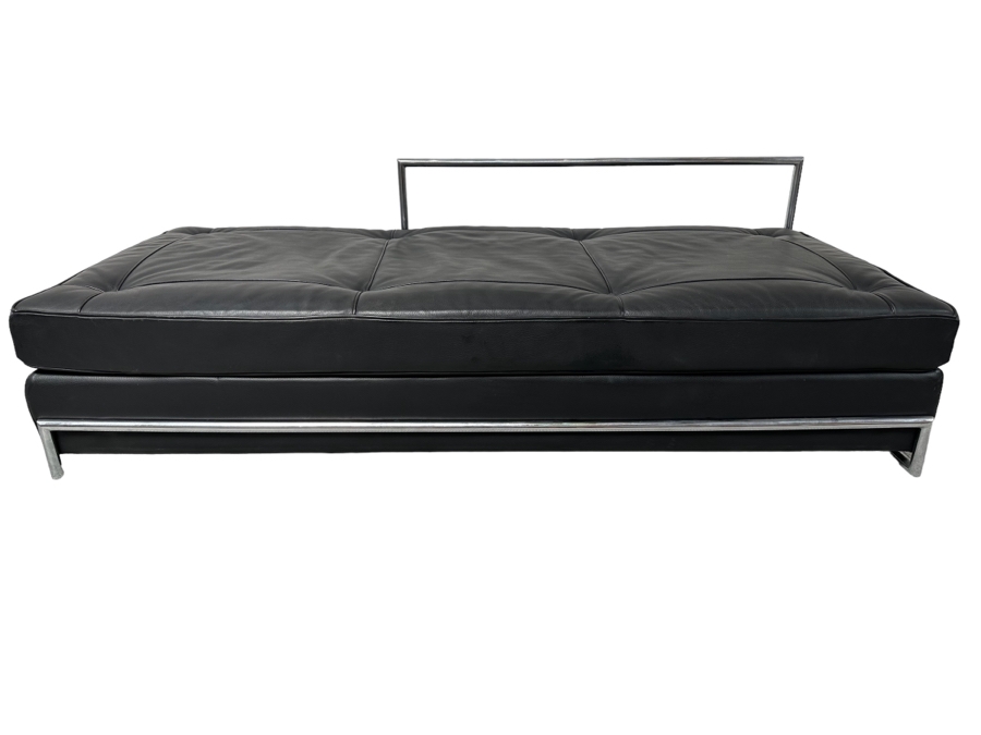 Eileen Gray Black Leather And Chrome Daybed 74W X 34D X 24H