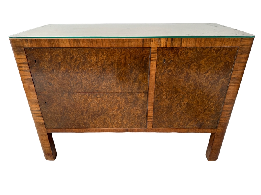 Vintage Art Deco Cabinet With Glass Top 43.5W X 19.5D X 29.5H [Photo 1]