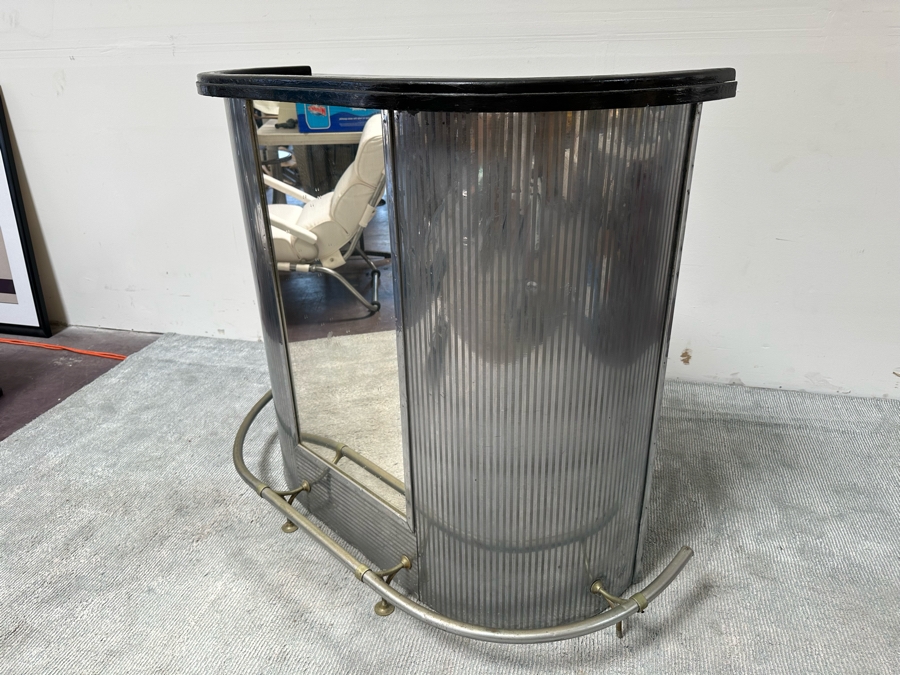 Vintage Art Deco Train Car Mirrored Bar 53W X 24D X 42H By Ganger Inc, 56 W. 45 St, New York With Matching Art Deco Etched Glass Period Mirror 36 X 32 (Shown In Additional Photos) - See Photos [Photo 11]