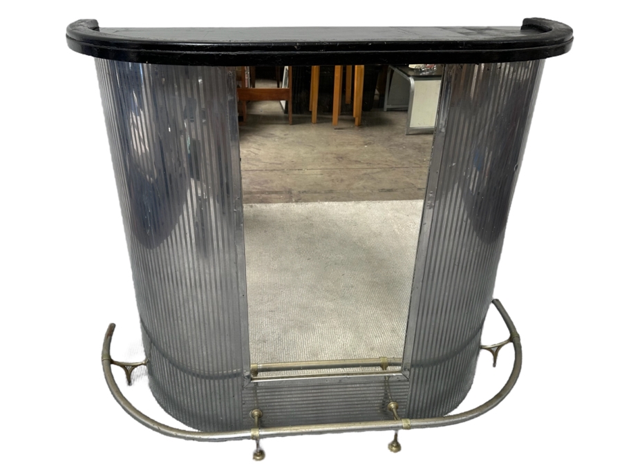 Vintage Art Deco Train Car Mirrored Bar 53W X 24D X 42H By Ganger Inc, 56 W. 45 St, New York With Matching Art Deco Etched Glass Period Mirror 36 X 32 (Shown In Additional Photos) - See Photos [Photo 1]