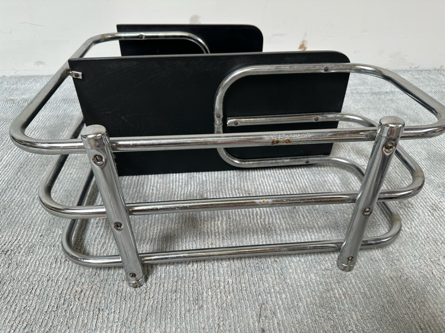 Alfons Bach (1904-1999, German) Vintage Art Deco Machine Age Bauhaus Tubular Chrome Two Tier End Table For Lloyd 25W X 12D X 23H [Photo 9]