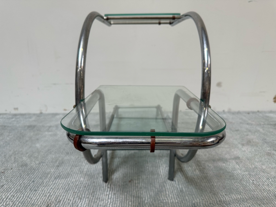 Vintage Art Deco Machine Age Chrome Tubular Support Etagere For Plants Attributed To Emile Guyot For Thonet 42W X 12D X 22H [Photo 10]