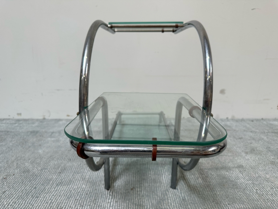 Vintage Art Deco Machine Age Chrome Tubular Support Etagere For Plants Attributed To Emile Guyot For Thonet 42W X 12D X 22H [Photo 9]