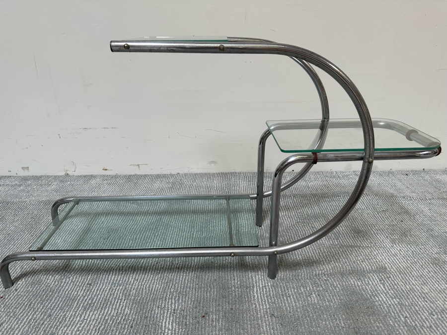 Vintage Art Deco Machine Age Chrome Tubular Support Etagere For Plants Attributed To Emile Guyot For Thonet 42W X 12D X 22H [Photo 3]