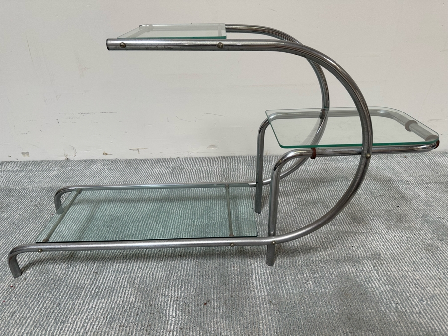 Vintage Art Deco Machine Age Chrome Tubular Support Etagere For Plants Attributed To Emile Guyot For Thonet 42W X 12D X 22H [Photo 2]