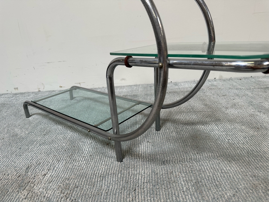 Vintage Art Deco Machine Age Chrome Tubular Support Etagere For Plants Attributed To Emile Guyot For Thonet 42W X 12D X 22H [Photo 8]