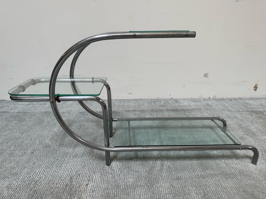 Vintage Art Deco Machine Age Chrome Tubular Support Etagere For Plants Attributed To Emile Guyot For Thonet 42W X 12D X 22H [Photo 11]