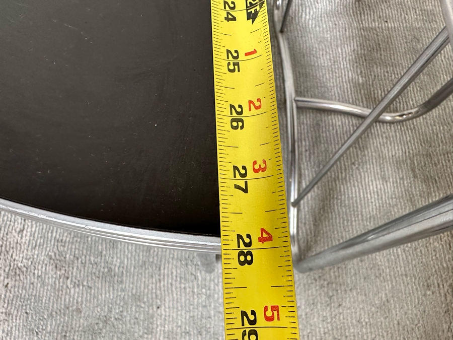 Vintage Art Deco Machine Age Demilune Side Tables Tubular Chrome And Black Formica In Manner Of Wolfgang Hoffmann 28W X 13.5D X 20H, A Pair [Photo 11]