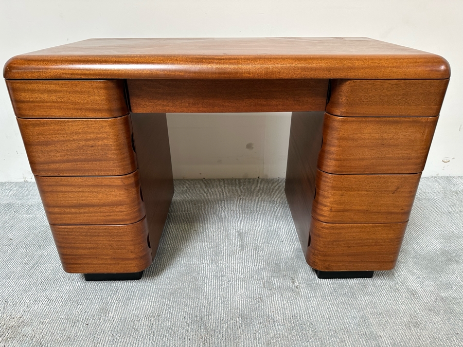 Vintage Bentwood Pedestal Desk By Paul Goldman For Plymold Plymodern Furniture Plywood 44.5W X 22D X 31H [Photo 3]