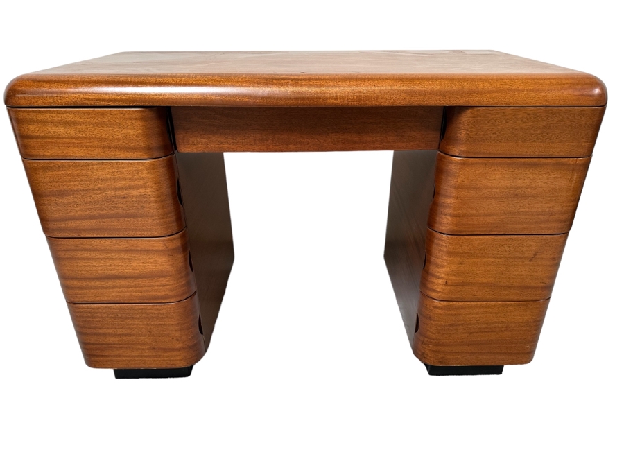 Vintage Bentwood Pedestal Desk By Paul Goldman For Plymold Plymodern Furniture Plywood 44.5W X 22D X 31H