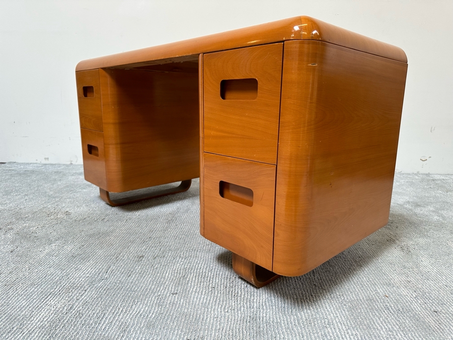 Vintage Bentwood Vanity Desk 44.5W X 18.5D X 24H With Matching Stool 22.5W X 17D X 17H By Paul Goldman For Plymold Plymodern Furniture Plywood 44.5W X 22D X 21H [Photo 20]