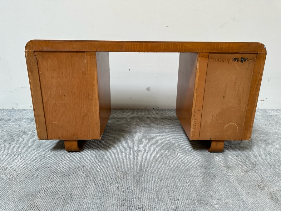 Vintage Bentwood Vanity Desk 44.5W X 18.5D X 24H With Matching Stool 22.5W X 17D X 17H By Paul Goldman For Plymold Plymodern Furniture Plywood 44.5W X 22D X 21H [Photo 24]