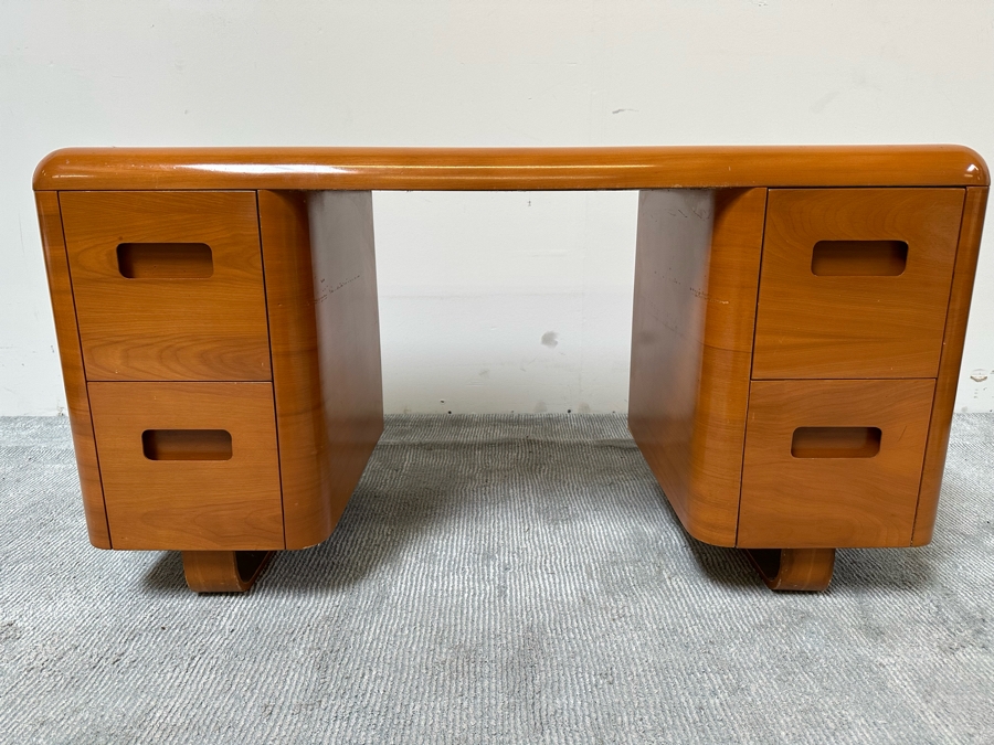 Vintage Bentwood Vanity Desk 44.5W X 18.5D X 24H With Matching Stool 22.5W X 17D X 17H By Paul Goldman For Plymold Plymodern Furniture Plywood 44.5W X 22D X 21H [Photo 6]