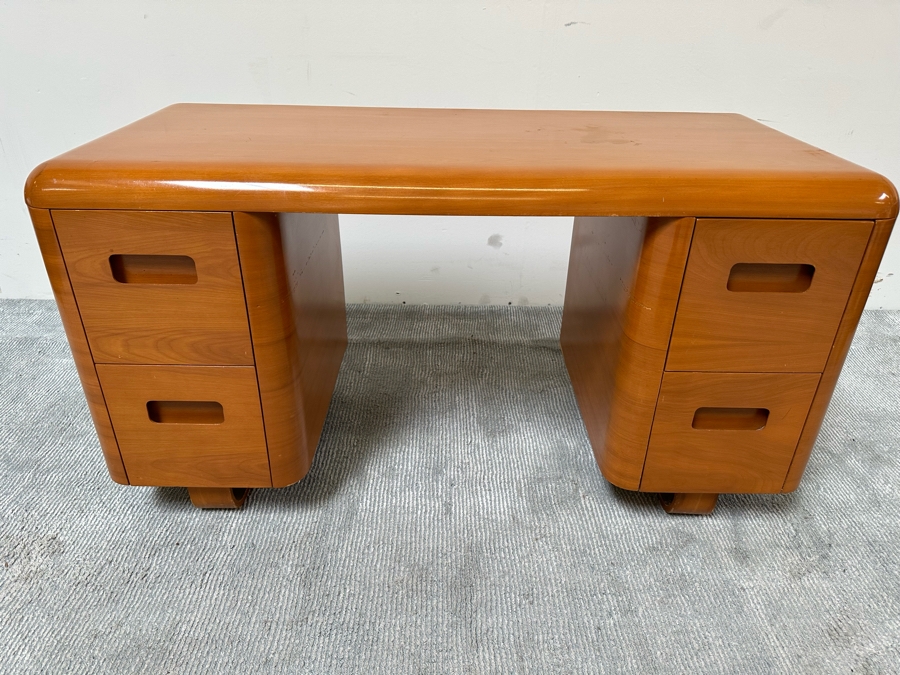 Vintage Bentwood Vanity Desk 44.5W X 18.5D X 24H With Matching Stool 22.5W X 17D X 17H By Paul Goldman For Plymold Plymodern Furniture Plywood 44.5W X 22D X 21H [Photo 8]