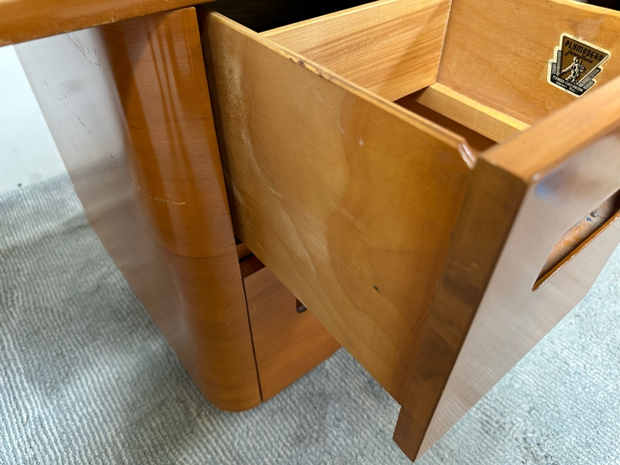 Vintage Bentwood Vanity Desk 44.5W X 18.5D X 24H With Matching Stool 22.5W X 17D X 17H By Paul Goldman For Plymold Plymodern Furniture Plywood 44.5W X 22D X 21H [Photo 15]