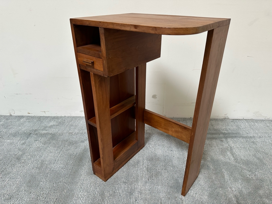 Vintage Art Deco Bookcase Bookshelf Side Table With Drawer 19W X 14.5D X 33H [Photo 5]