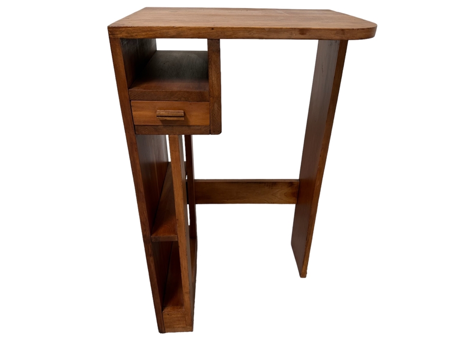Vintage Art Deco Bookcase Bookshelf Side Table With Drawer 19W X 14.5D X 33H [Photo 1]