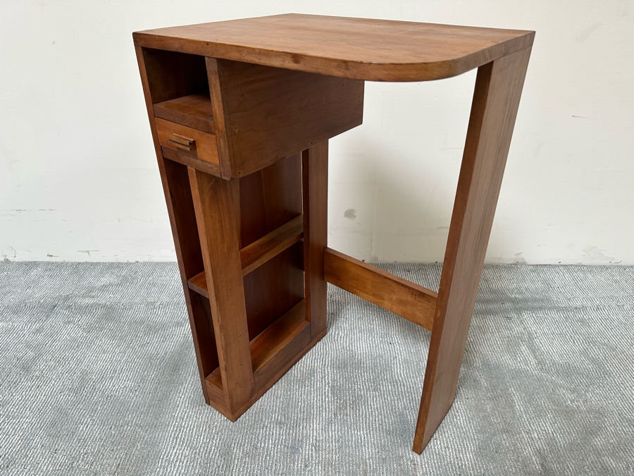 Vintage Art Deco Bookcase Bookshelf Side Table With Drawer 19W X 14.5D X 33H [Photo 6]