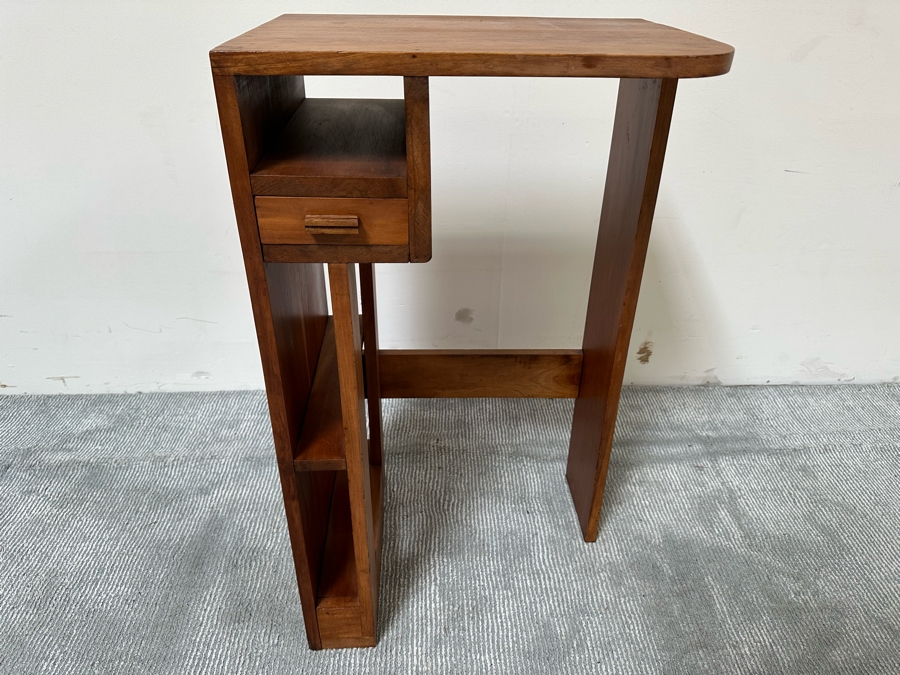 Vintage Art Deco Bookcase Bookshelf Side Table With Drawer 19W X 14.5D X 33H [Photo 4]