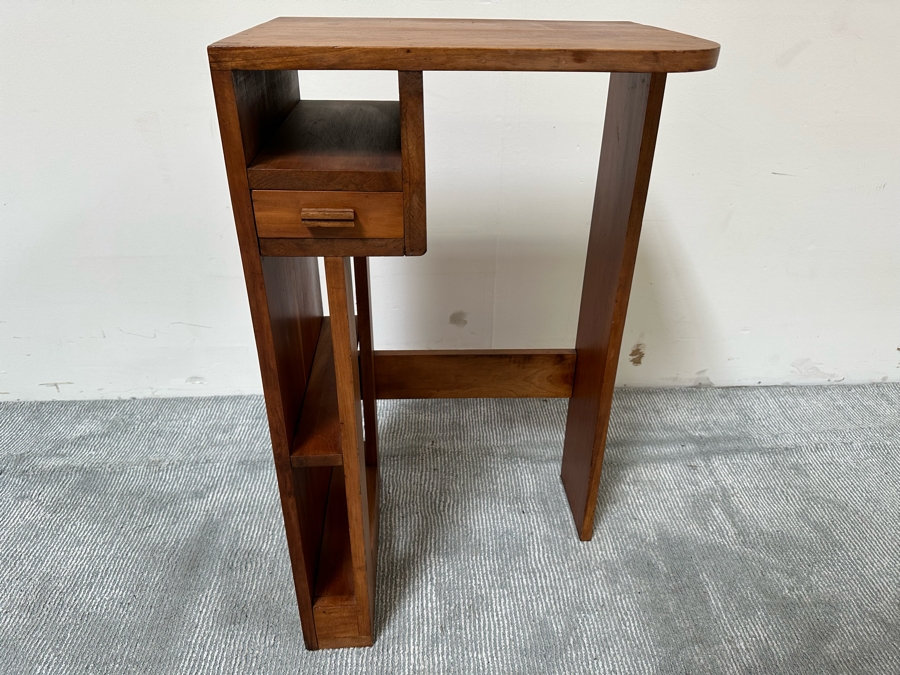 Vintage Art Deco Bookcase Bookshelf Side Table With Drawer 19W X 14.5D X 33H [Photo 3]