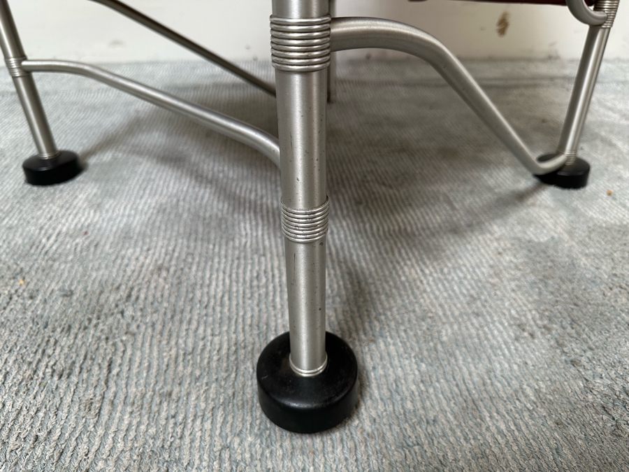 Warren McArthur (1885-1961, American) Vintage Art Deco Machine Age Aluminum Lounge Chair Armchair With Hockey Puck Feet (One Puck Missing) 23W X 24D X 33H (Needs Reupholstering) [Photo 10]