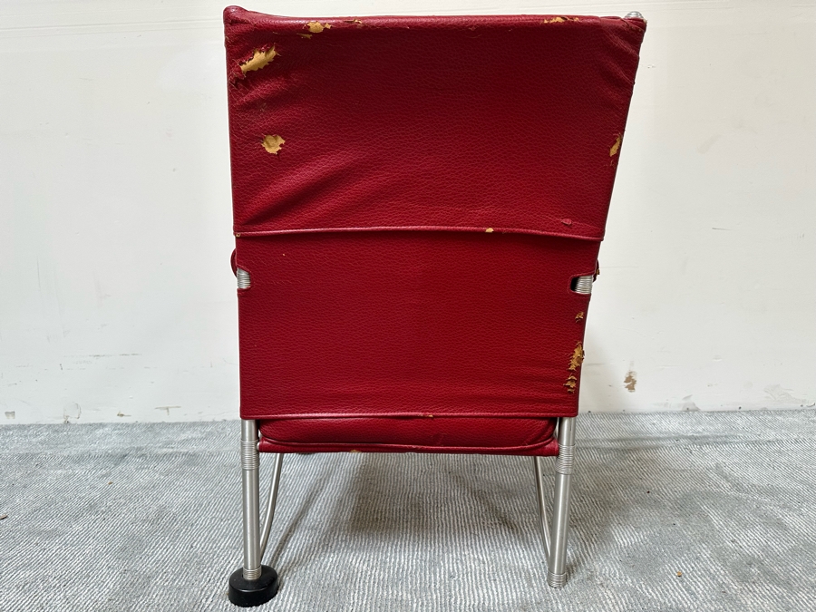 Warren McArthur (1885-1961, American) Vintage Art Deco Machine Age Aluminum Lounge Chair Armchair With Hockey Puck Feet (One Puck Missing) 23W X 24D X 33H (Needs Reupholstering) [Photo 13]