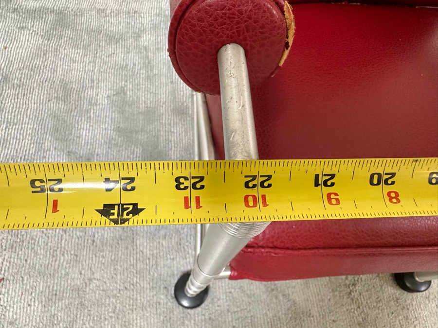 Warren McArthur (1885-1961, American) Vintage Art Deco Machine Age Aluminum Lounge Chair Armchair With Hockey Puck Feet (One Puck Missing) 23W X 24D X 33H (Needs Reupholstering) [Photo 19]