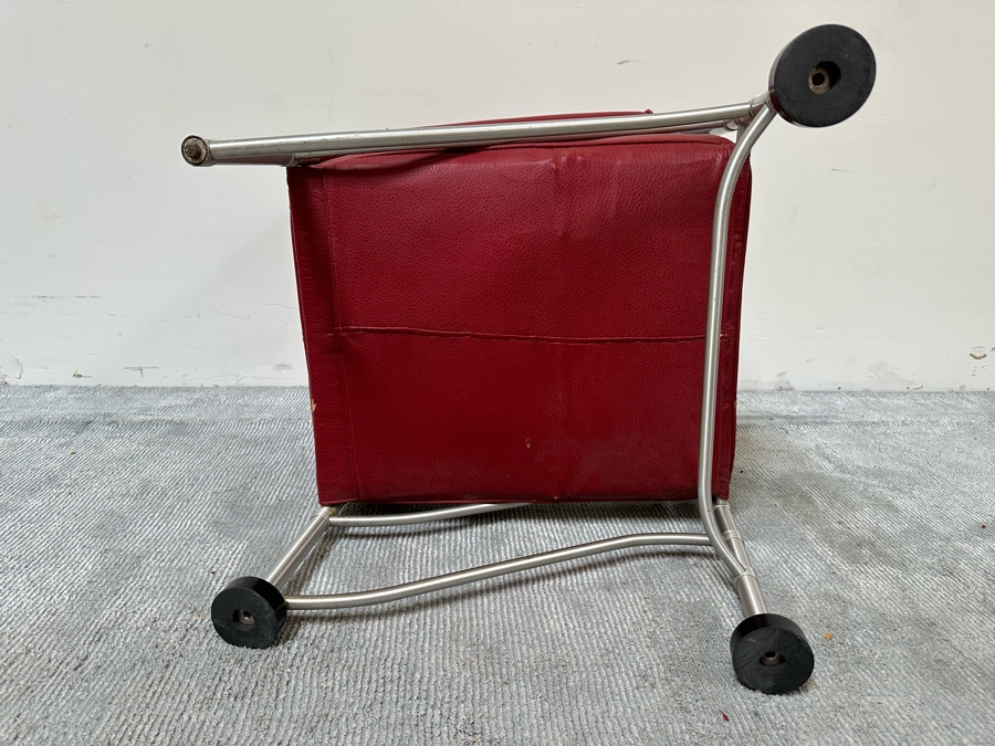 Warren McArthur (1885-1961, American) Vintage Art Deco Machine Age Aluminum Lounge Chair Armchair With Hockey Puck Feet (One Puck Missing) 23W X 24D X 33H (Needs Reupholstering) [Photo 18]