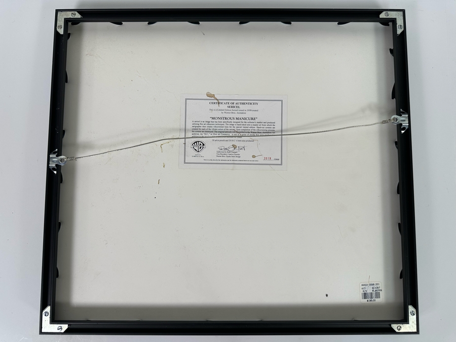 Warner Bros Animation Art Limited Edition Sericel 1999 Titled Gossamer 'Monstrous Manicure' 12 X 10 Framed 19 X 17 [Photo 6]