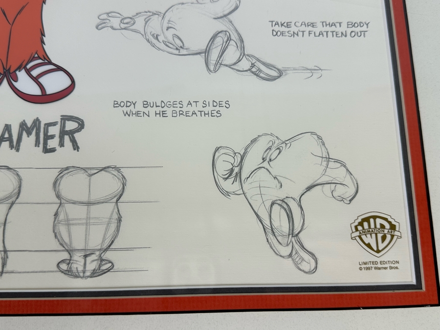 Warner Bros Animation Art Limited Edition Sericel 1997 Titled 'Model Sheet: Gossamer' Numbered 374 Of 750 16 X 13 Framed 25 X 22 [Photo 9]