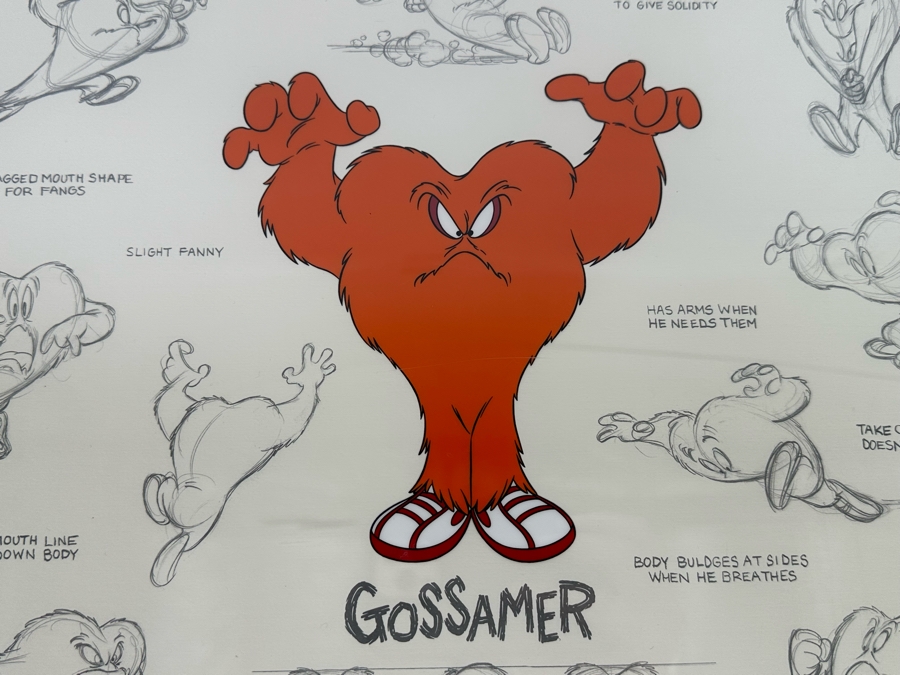 Warner Bros Animation Art Limited Edition Sericel 1997 Titled 'Model Sheet: Gossamer' Numbered 374 Of 750 16 X 13 Framed 25 X 22 [Photo 5]