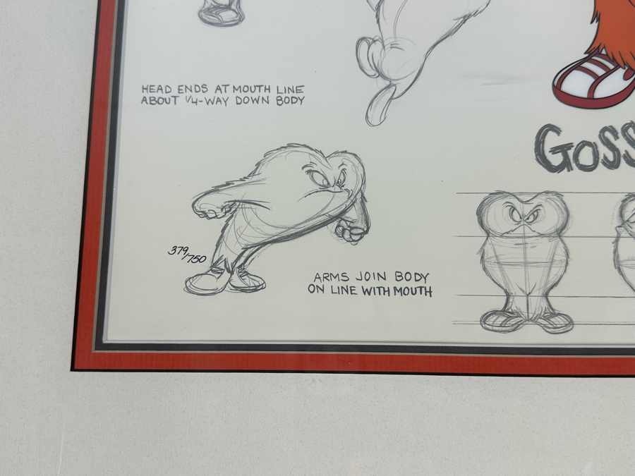 Warner Bros Animation Art Limited Edition Sericel 1997 Titled 'Model Sheet: Gossamer' Numbered 374 Of 750 16 X 13 Framed 25 X 22 [Photo 8]