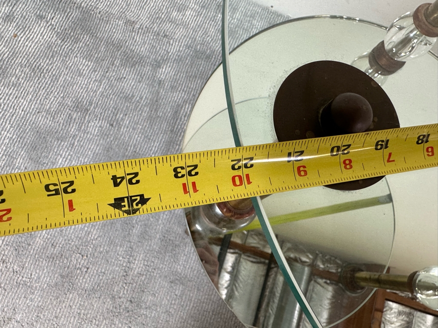 Vintage Art Deco Two Tier Mirrored Side Table 22W X 27H [Photo 9]