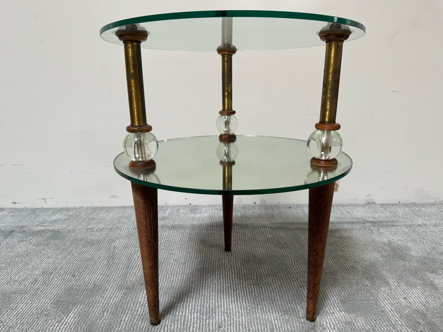 Vintage Art Deco Two Tier Mirrored Side Table 22W X 27H [Photo 4]