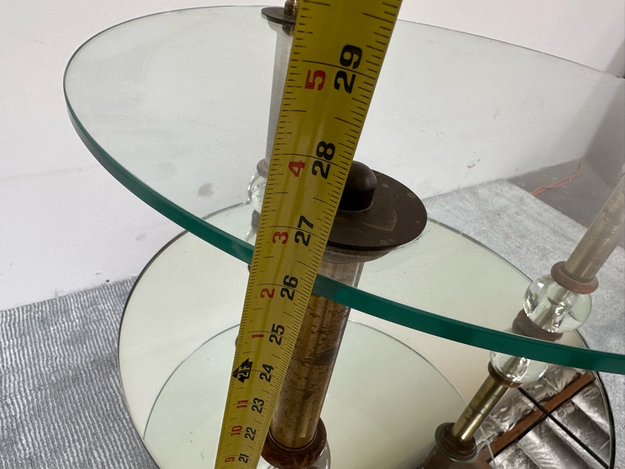 Vintage Art Deco Two Tier Mirrored Side Table 22W X 27H [Photo 10]