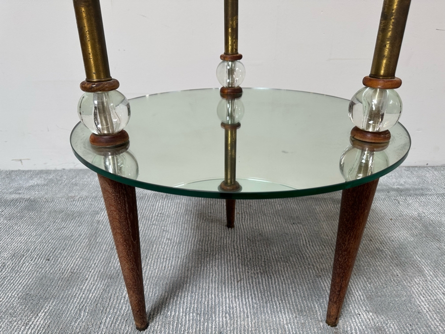 Vintage Art Deco Two Tier Mirrored Side Table 22W X 27H [Photo 7]