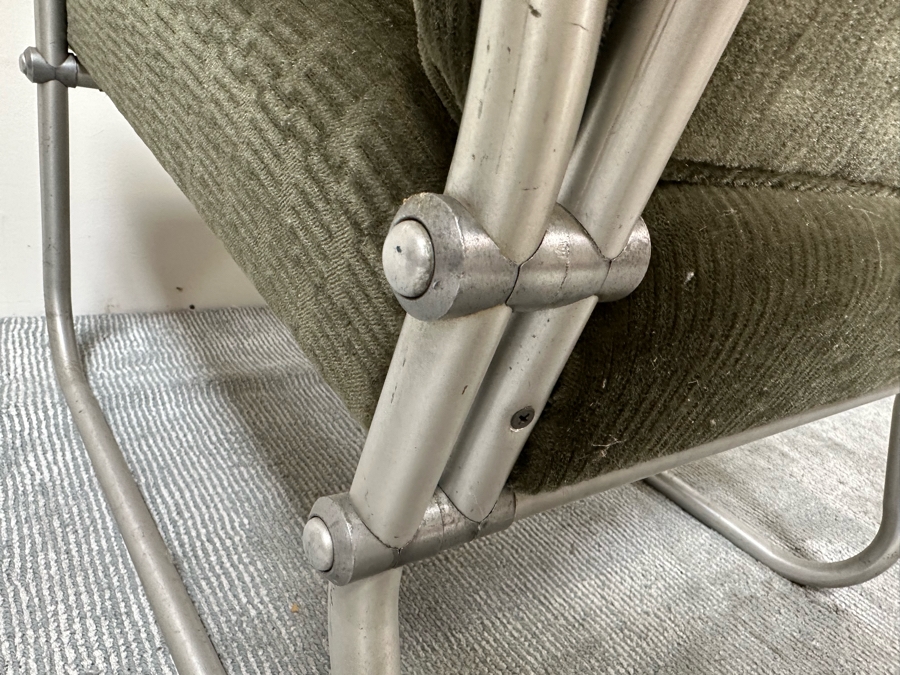 Warren McArthur For Namco Vintage Art Deco Aluminum Lounge Chair With Mohair Fabric 24W X 26D X 34H [Photo 9]