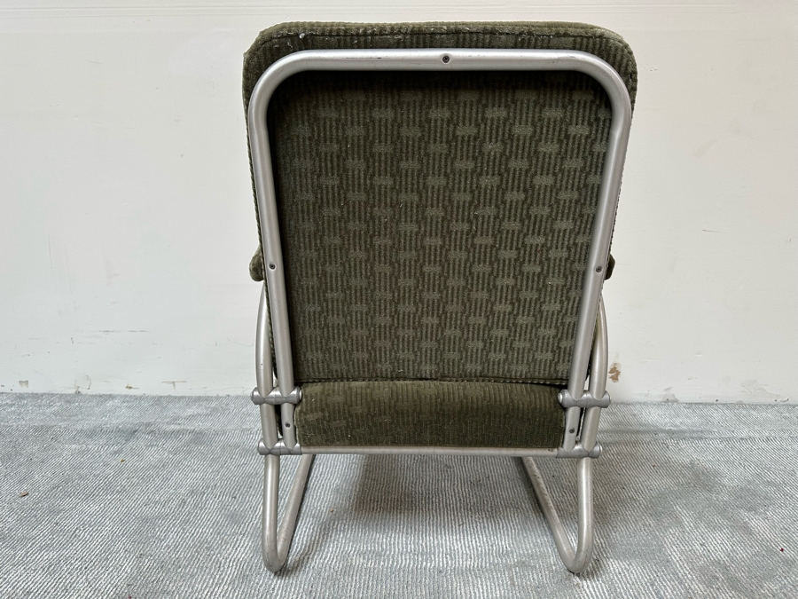 Warren McArthur For Namco Vintage Art Deco Aluminum Lounge Chair With Mohair Fabric 24W X 26D X 34H [Photo 8]