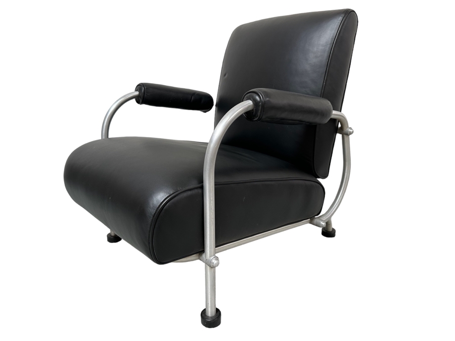 Warren McArthur Lounge Chair Aluminum Armchair With Hockey Puck Feet Vintage Art Deco 25W X 34D X 31H