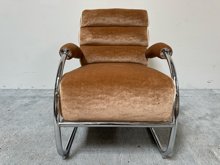 Vintage Art Deco Chrome Lounge Chair Armchair, Unattributed 26W X 36D X 33H [Photo 3]