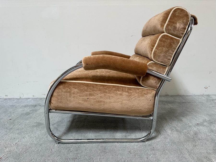 Vintage Art Deco Chrome Lounge Chair Armchair, Unattributed 26W X 36D X 33H [Photo 9]