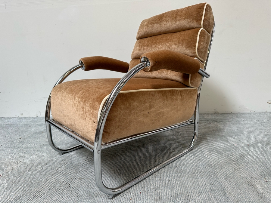 Vintage Art Deco Chrome Lounge Chair Armchair, Unattributed 26W X 36D X 33H [Photo 11]