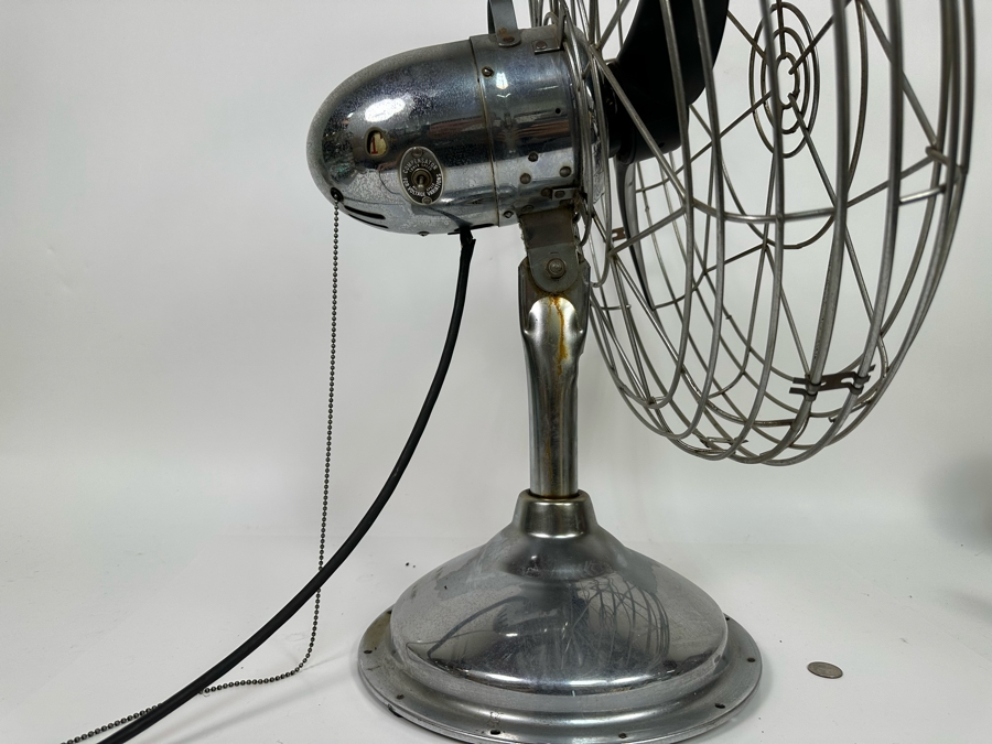 Vintage Art Deco Fresh'nd-Aire Freshen Air Chrome Desk Fan Working 22W X 28H [Photo 9]