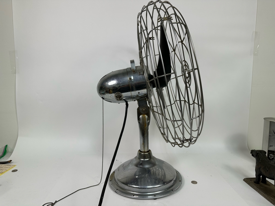 Vintage Art Deco Fresh'nd-Aire Freshen Air Chrome Desk Fan Working 22W X 28H [Photo 7]