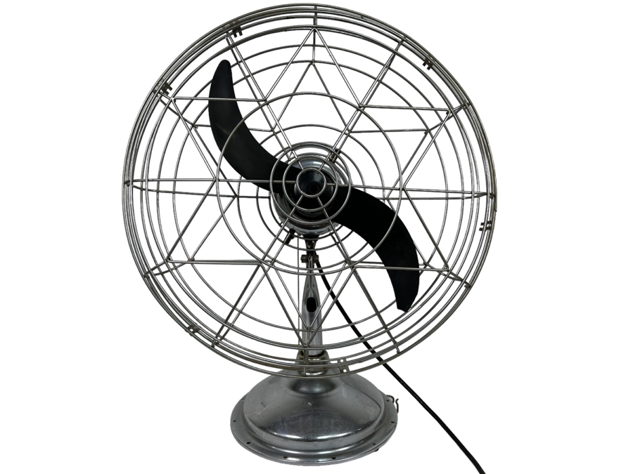 Vintage Art Deco Fresh'nd-Aire Freshen Air Chrome Desk Fan Working 22W X 28H